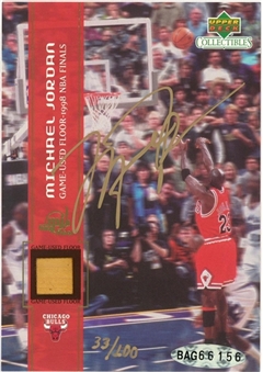 2000 Upper Deck "1998 NBA Finals Floor" Michael Jordan Game Used Relic Signed Card (#33/100) - UDA